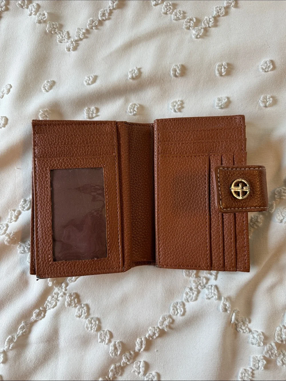 Giani Bernini Brown Pebbled Leather Card Wallet with Silver Hardware